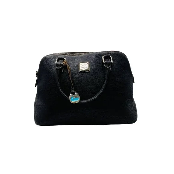 Vintage Dooney & Bourke Embossed Pebbled Leather Satchel Large Black With Should - Picture 1 of 11